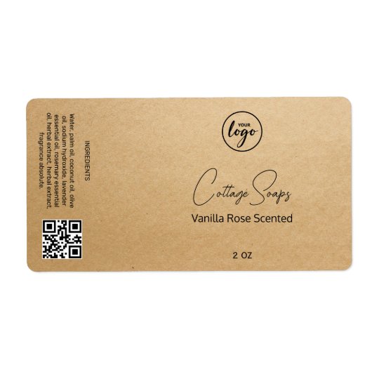 Editable Kraft Paper Soap Packaging Labels ラベル (正面)