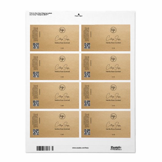 Editable Kraft Paper Soap Packaging Labels ラベル (フルシート)