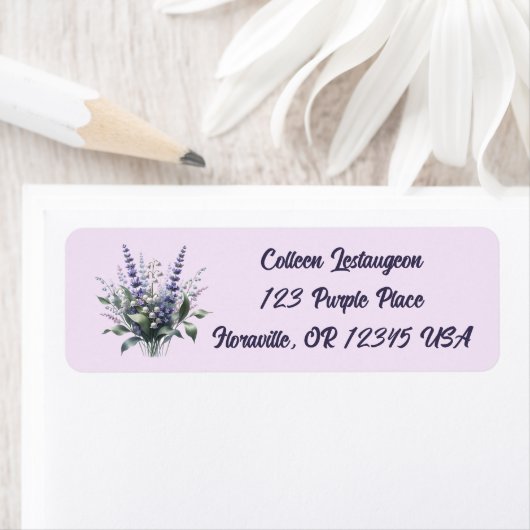 Editable Lavender and Lily of the Valley Address ラベル (インサイチュ)