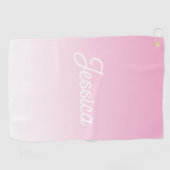 (Editable) Light Pink Color Ombre & Your Text ゴルフタオル (横)
