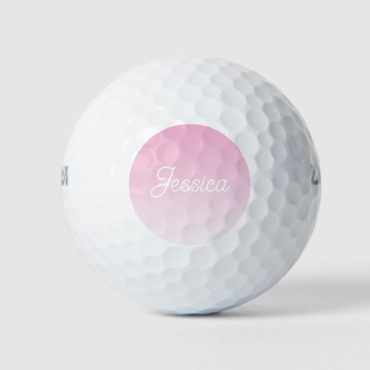 (Editable) Light Pink Color Ombre & Your Text ゴルフボール (正面)