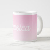(Editable) Light Pink Color Ombre & Your Text ジャンボコーヒーマグカップ (正面右)
