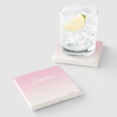 (Editable) Light Pink Color Ombre & Your Text ストーンコースター (横)