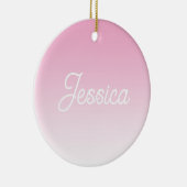 (Editable) Light Pink Color Ombre & Your Text セラミックオーナメント (右)