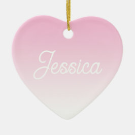 (Editable) Light Pink Color Ombre & Your Text セラミックオーナメント