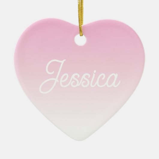 (Editable) Light Pink Color Ombre & Your Text セラミックオーナメント (正面)