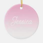 (Editable) Light Pink Color Ombre & Your Text セラミックオーナメント (正面)