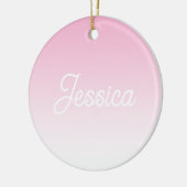 (Editable) Light Pink Color Ombre & Your Text セラミックオーナメント (左)