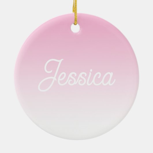 (Editable) Light Pink Color Ombre & Your Text セラミックオーナメント (裏面)