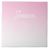 (Editable) Light Pink Color Ombre & Your Text タイル (正面)