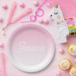 (Editable) Light Pink Color Ombre & Your Text ペーパープレート