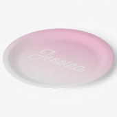 (Editable) Light Pink Color Ombre & Your Text ペーパープレート (アングル)