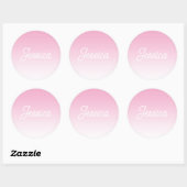 (Editable) Light Pink Color Ombre & Your Text ラウンドシール (シート)