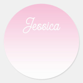 (Editable) Light Pink Color Ombre & Your Text ラウンドシール