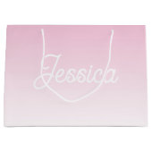 (Editable) Light Pink Color Ombre & Your Text ラージペーパーバッグ (正面)