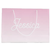 (Editable) Light Pink Color Ombre & Your Text ラージペーパーバッグ (裏面)