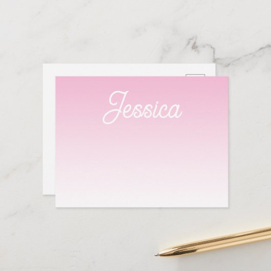 (Editable) Light Pink Color Ombre & Your Text 案内ポストカード (正面/裏面インサイチュ)