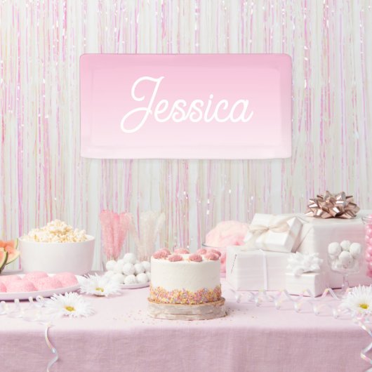 (Editable) Light Pink Color Ombre & Your Text 横断幕 (パーティー)