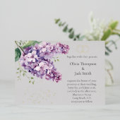Editable Lilac Floral Invitation, Floral and Gold 箔招待状 (立ち正面)