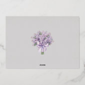 Editable Lilac Floral Invitation, Floral and Gold 箔招待状 (裏面)