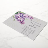 Editable Lilac Floral Invitation, Floral and Gold 箔招待状 (回転した状態)