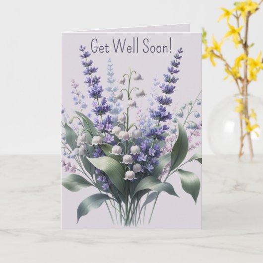 Editable Lily of the Valley and Lavender カード (黄色い花)