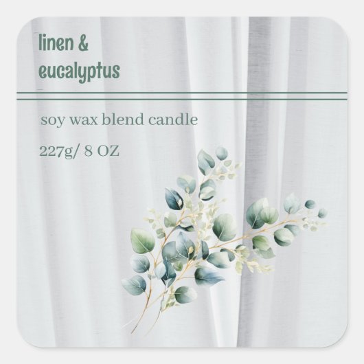 Editable Linen and Eucalyptus Product スクエアシール (正面)