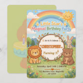 Editable Magical Forest Animals Birthday Invite 招待状 (正面/裏面)
