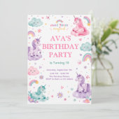 Editable Magical Unicorn Birthday Card 招待状 (スタンド正面)