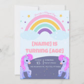 Editable Magical Unicorn Birthday Invitation 招待状 (正面)