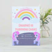 Editable Magical Unicorn Birthday Invitation 招待状 (スタンド正面)