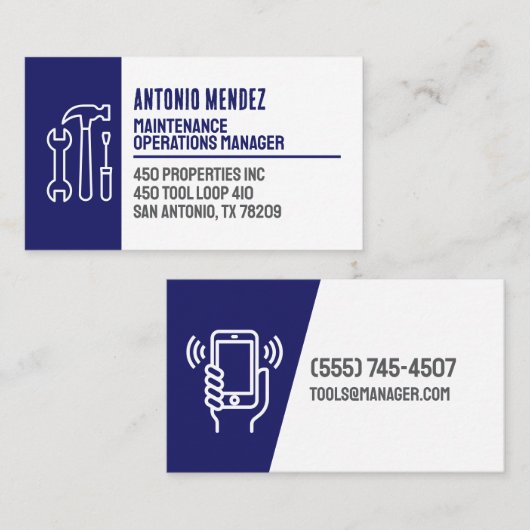 Editable Maintenance Hammer Logo Business Card 名刺 (正面/裏面)