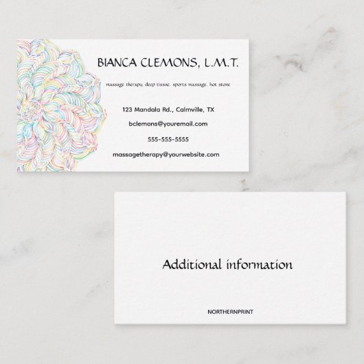 Editable Mandala Massage Therapy 名刺 (正面/裏面)