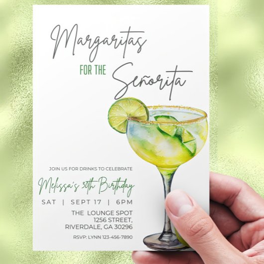 Editable Margarita Birthday Invitation, Margaritas 招待状