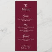 Editable Maroon Wedding Flat Menu Card  メニュー (正面)