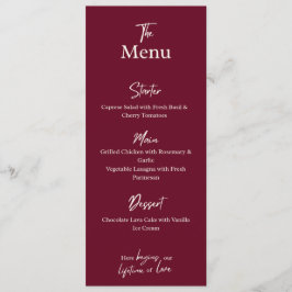 Editable Maroon Wedding Flat Menu Card  メニュー