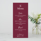 Editable Maroon Wedding Flat Menu Card  メニュー (スタンド正面)