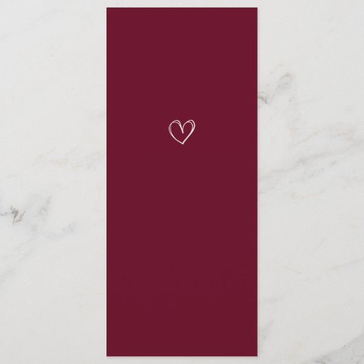 Editable Maroon Wedding Flat Menu Card  メニュー (裏面)