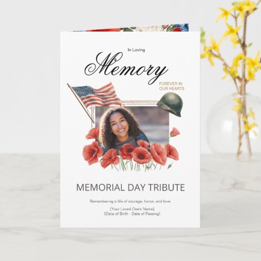 Editable Memorial Day Photo Card Template カード (黄色い花)