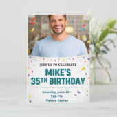 Editable Men’s Birthday Invitation Card with Photo 招待状 (スタンド正面)