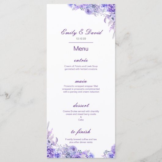 Editable Menu, Wedding Menu, Baby Shower, Bridal   メニュー (正面)