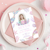 Editable Mermaid Invite 7 Year Old With Picture  招待状