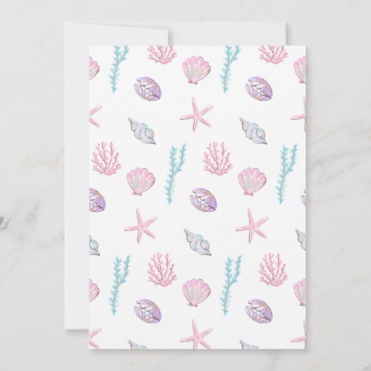 Editable Mermaid Tail 3rd Birthday Invite Glitter  招待状 (裏面)