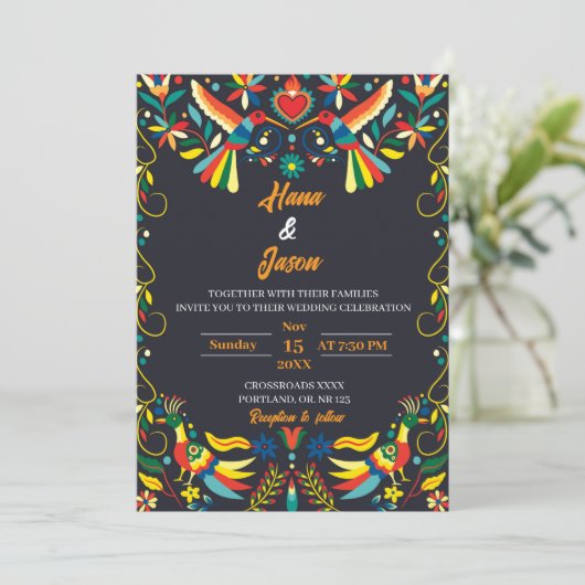Editable Mexican Wedding Invitation 4 招待状 (スタンド正面)