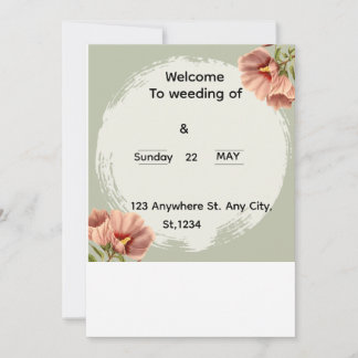 Editable Minimal Floral Wedding Invitation 招待状