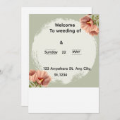 Editable Minimal Floral Wedding Invitation 招待状 (正面/裏面)