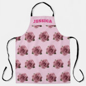 Editable Minimal Pink Rose Design Pattern Custom エプロン (正面)