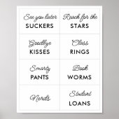 Editable Minimalist 2 Graduation Candy Bar Signs ポスター (正面)