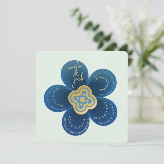 Editable Minimalist Flower Wedding Invite | Custom 招待状 (スタンド正面)