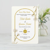 Editable Minimalist Gold Botanical Wedding Invite 招待状 (スタンド正面)